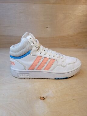 Adidas Hoops 3.0 Mid K White Acid Red and Sky Rush Sneakers